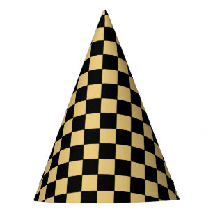 Black and Gold Checkered Party Hat