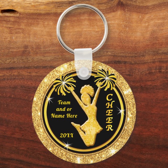 Black and Gold, Cheerleading Team Gifts, Cheer Key Ring (Front)