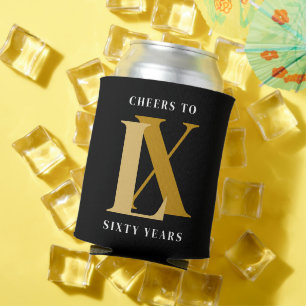 Black and Gold Cheers Birthday Can Cooler