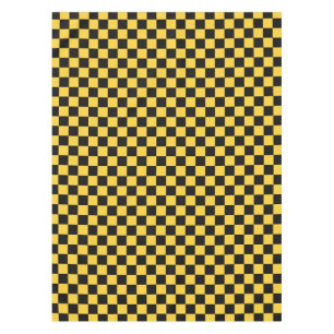 Black and gold chequerboard pattern tablecloth