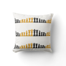 Black and Gold Chess Pieces Throw Pillow