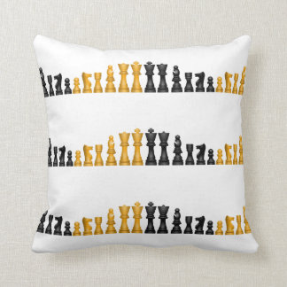 Black and Gold Chess Pieces Throw Pillow