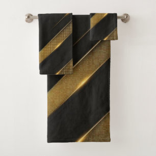 Black And Gold Chevron Bath Towel Set