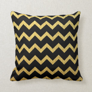 Black and Gold Chevron Cushion