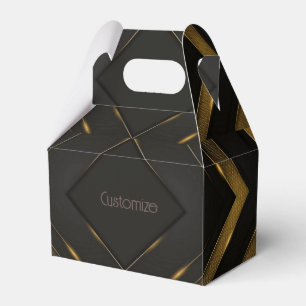 Black And Gold Chevron Gable Favour Box