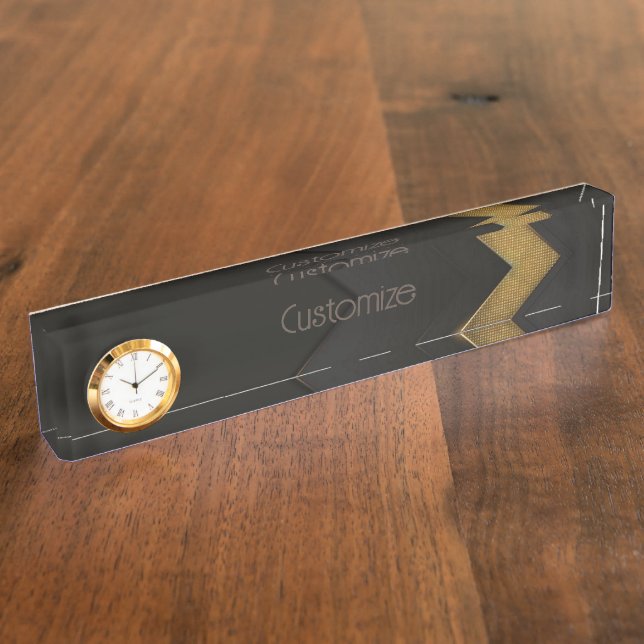 Black And Gold Chevron  Nameplate (Side)