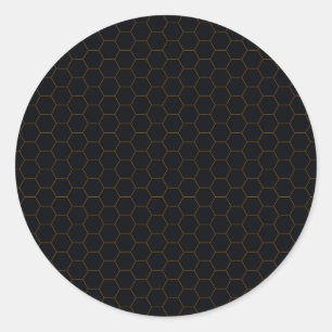Black and Gold Chicken Wire Hexagon Pattern Design Classic Round Sticker