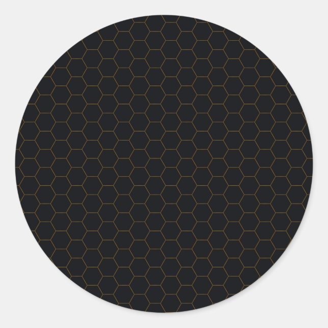 Black and Gold Chicken Wire Hexagon Pattern Design Classic Round Sticker (Front)