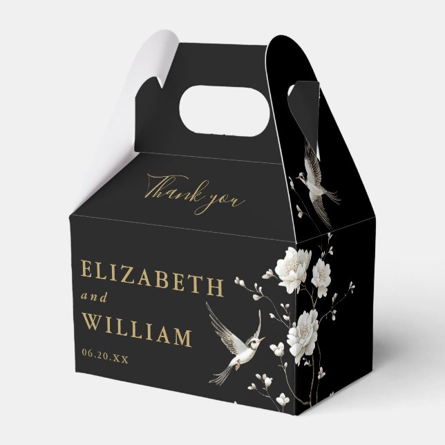 Black And Gold Chinoiserie Wedding Thank You Favour Box (Front Side)