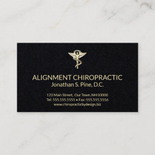 Black and Gold Chiropractic Emblem Chiropractor Business Card