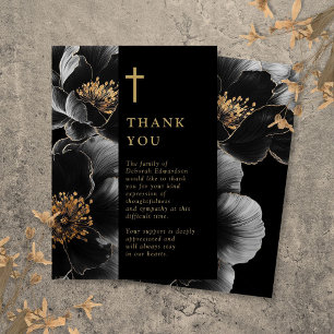 Black And Gold Christian Celebration Of Life Thank You Card