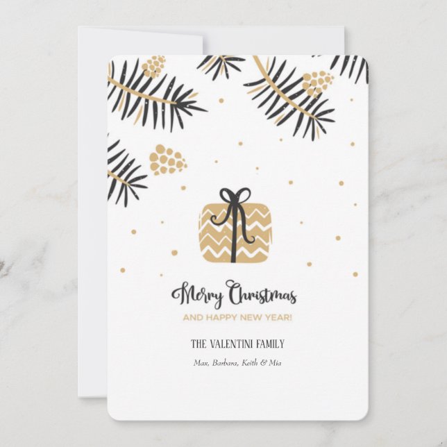 Black and Gold Christmas Holiday Card (Front)