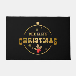 Black and Gold Christmas Ornament Doormat