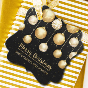 Black and Gold Christmas Ornaments Favour Tags