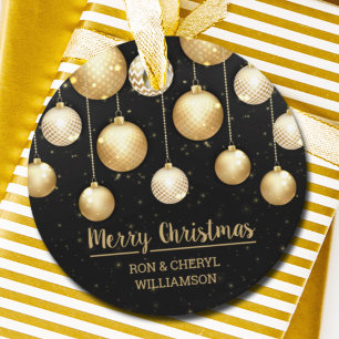 Black and Gold Christmas Ornaments Favour Tags