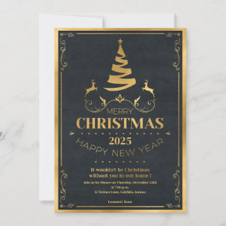 Black And Gold Christmas Party Holiday Card