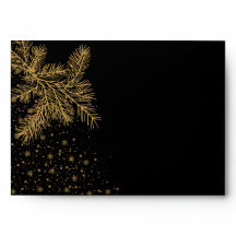 Black and Gold Christmas Party Invitation Envelope