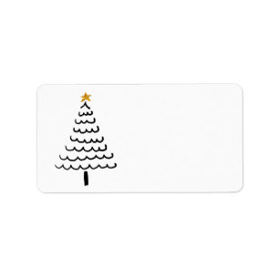 Black And Gold Christmas Tree Blank Holiday Label