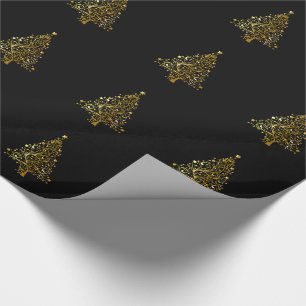 Black and Gold Christmas Tree Elegant Design Wrapping Paper