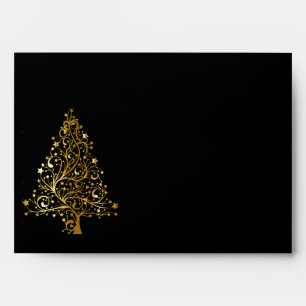 Black and Gold Christmas Tree Envelope
