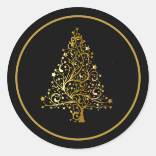 Black and Gold Christmas Tree Envelope Seal
