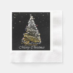 Black and Gold Christmas Tree Napkin