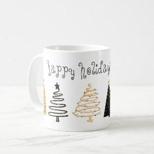 Black And Gold Christmas Tree Personalized Coffee Mug