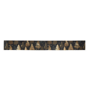 Black and Gold Christmas Trees Satin Ribbon