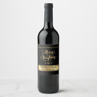 Black and Gold Christmas Wine Label