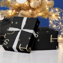 Black and gold Christmas wrapping paper