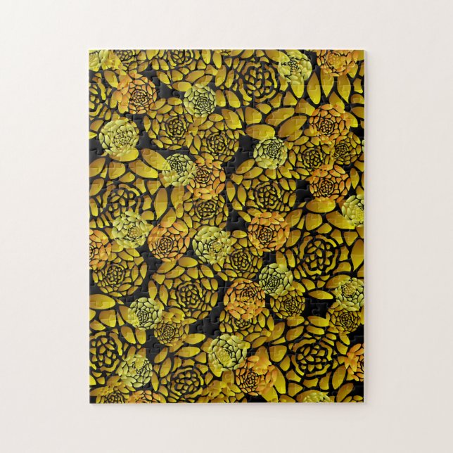 Black and Gold Chrysanthemum Jigsaw Puzzle (Vertical)