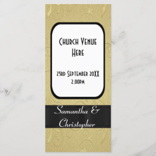 Black and gold church wedding program programme
