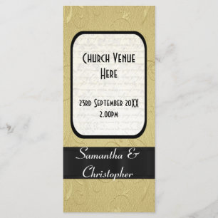 Black and gold church wedding program programme