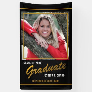 Black And Gold Class Of 2021 Graduate Photo  Banner