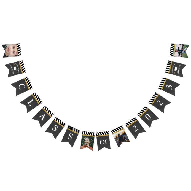 Black and Gold Class of 2023 Boys Photo Graduation Bunting (All)