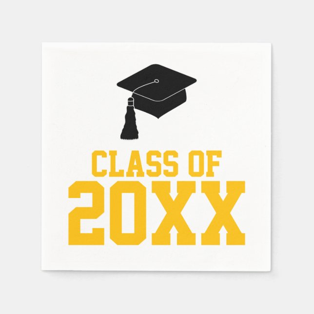 Black and Gold Class of 2024 Graduation Party Napkin (Front)
