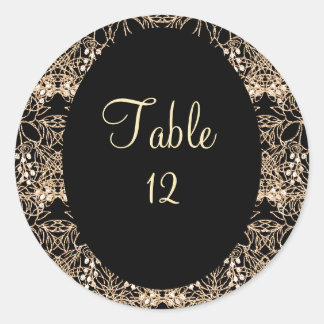 black and gold classic round sticker