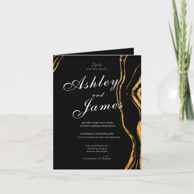 Black and Gold Classic Wedding Invitation (Front)