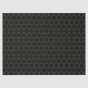 Black and Gold Classy Geometric Honeycomb Pattern Tissue Paper