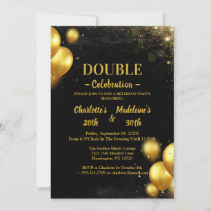 Black and Gold Classy Joint Birthday Invitation