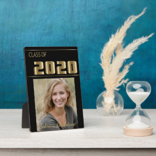 Black and Gold Classy Photo Graduation Plaque