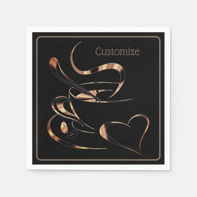 Black And Gold Coffee Love  Napkin (Front)