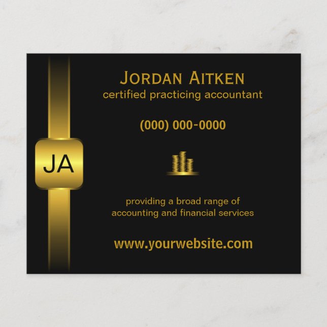 Black and Gold Coins 4.5" x 5.6" Accountant Flyers (Front)