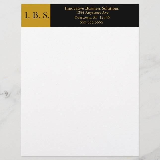 Black and Gold Colour Blocks Professional Custom Letterhead (Front)