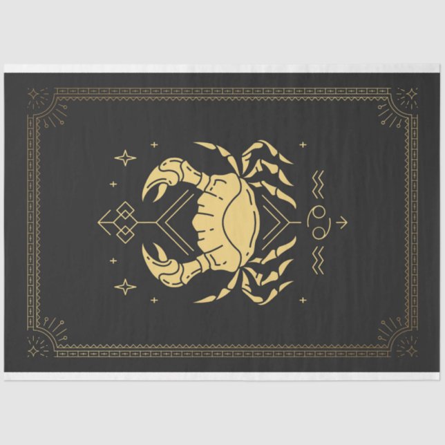 Black and Gold Colour Cancer Crab Tarot Tissue Paper (Front)