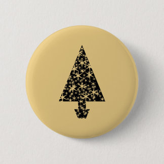 Black and Gold Colour Christmas Tree Design. 6 Cm Round Badge