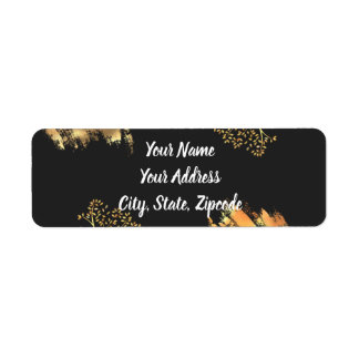 Black and Gold Colour Splash Address Labels