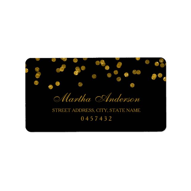 Black and Gold Confetti Address Labels (Front)