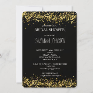 Black and Gold Confetti bridal shower Invitation
