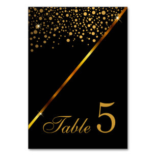 Black and Gold Confetti Dots Table Number